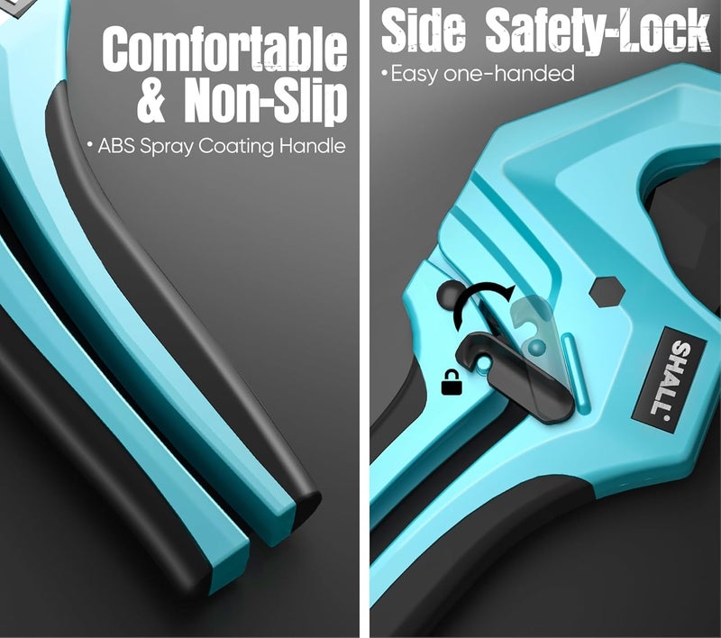 SHALL PVC Pipe Cutter, Cuts up to 1-5/8”, Heavy-Duty Aluminum Ratchet Pipe Cutter Tool for PVC, PPR, PE, PEX, Plastic Hoses & Plumbing Pipes, Fast Pipe Tube Cutters with High Performance SK5 Blade - Image 5